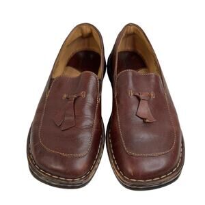 Women's Brown Leather Tassel Loafers - Aerosole Insoles for support